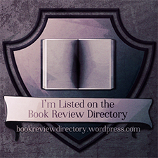 An image of a book on a gray shield over a banner that says "I'm listed on the book review directory"